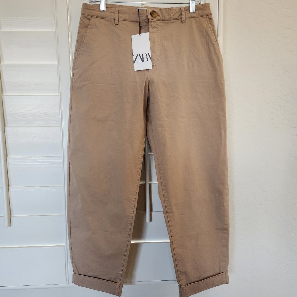 Women's Zara Cropped Chino Pants, Size 8